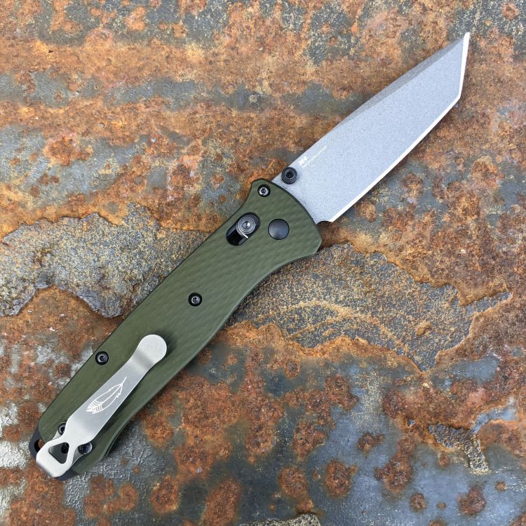 Benchmade Bailout AXIS Lock Green Aluminum Scales 3.38" Gray CPM M4 Blade Deep Carry Titanium Clip
